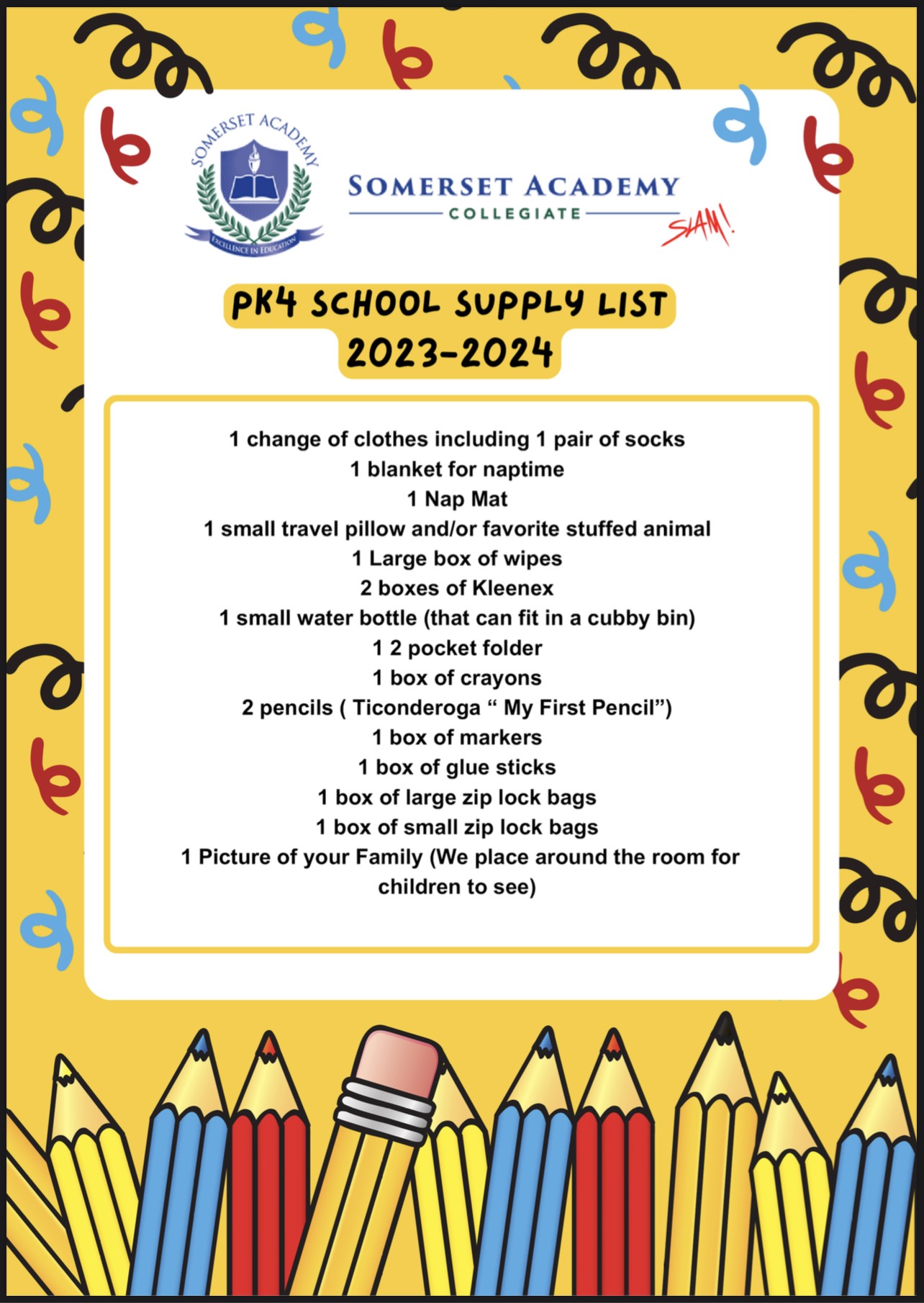 School Supply List Back to School 20252025 Somerset Academy Collegiate